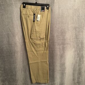 Men's Roundtree & Yorke Classic Fit Stretch Linen Cargo Pants 36x30 New